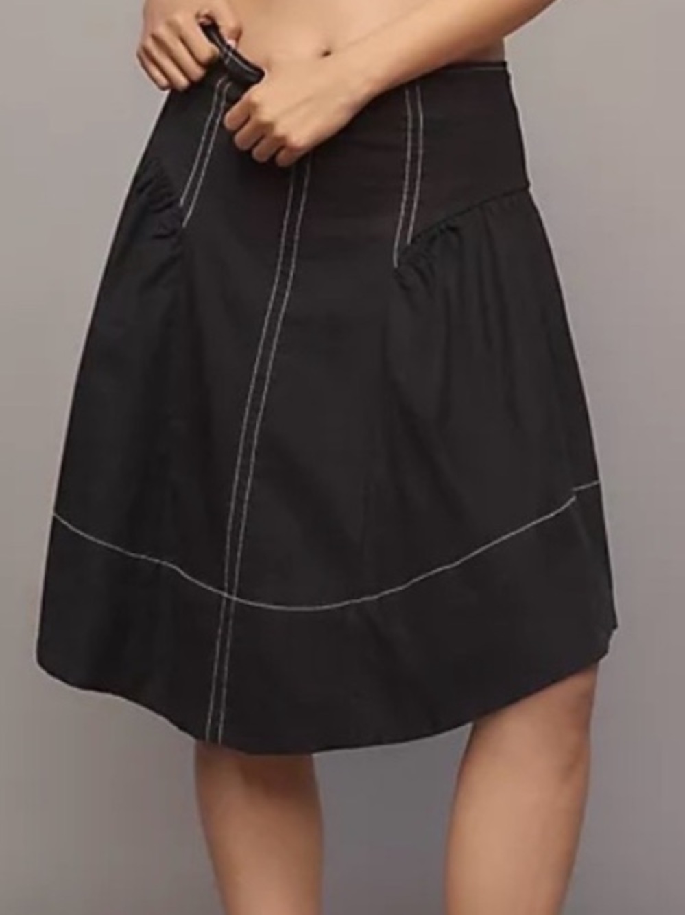 Anthropologie Linen Blend Black A-Line Skirt Small